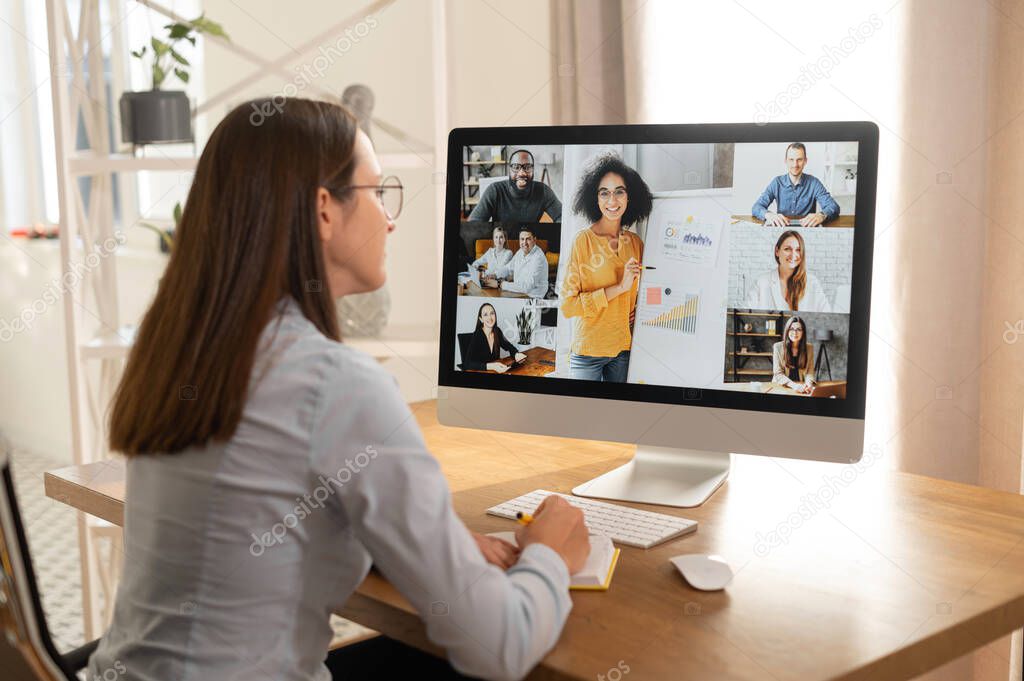Video meeting with diverse group of people