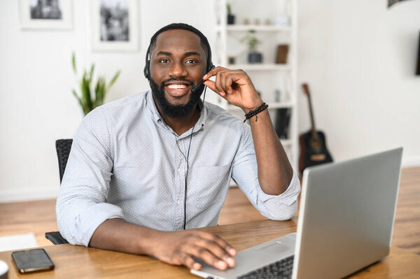 African-American e-commerce manager on the call