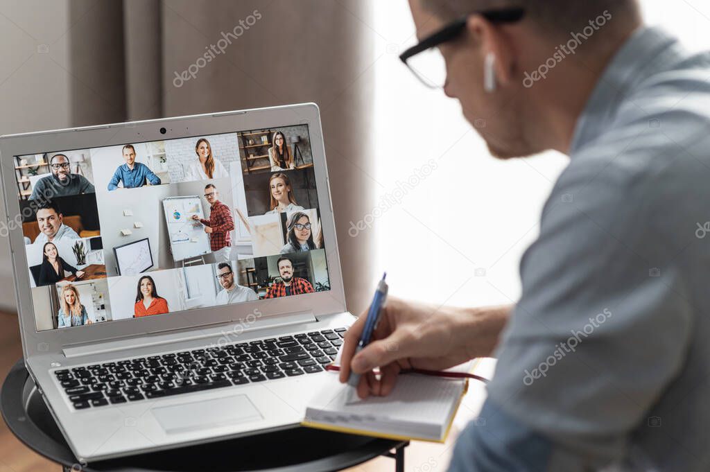 Online video conference on the screen