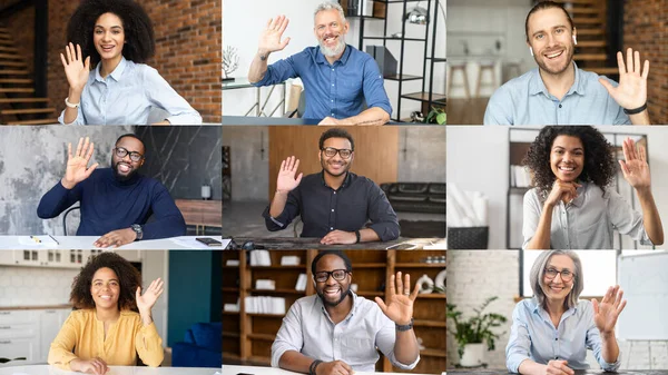 Video screen with crowd of people profiles — Stock Photo, Image