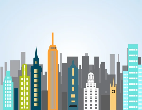 Ciudad con muchos edificios — Vector de stock