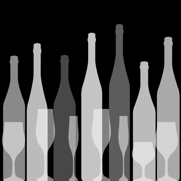 Botellas silueta negro — Vector de stock