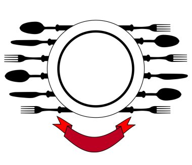 Plate with cutlery design place setting clipart