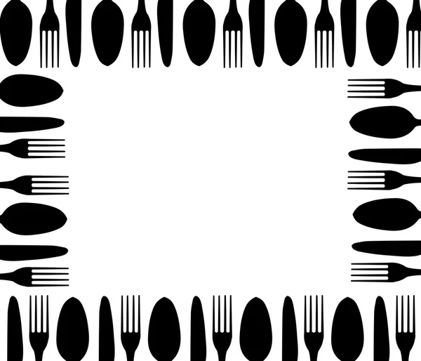 Cutlery background black white — Stock Vector
