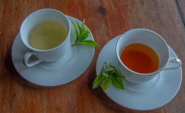 Black and green tea — Stock Photo, Image