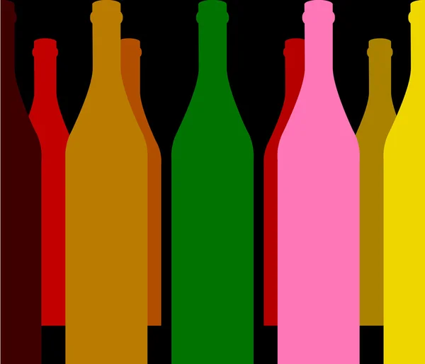 Botellas de vino color — Vector de stock