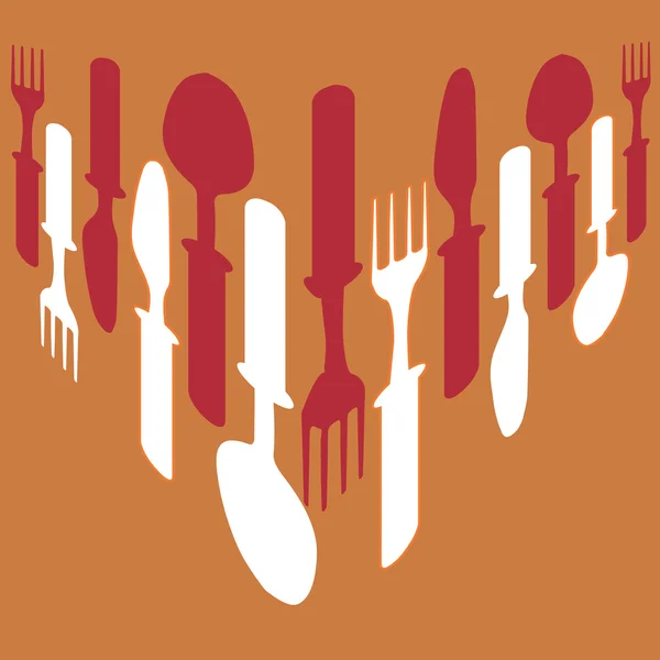 Cutlery background orange — Stock Vector
