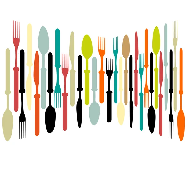 Cutlery dishe spoon, knife and fork. — Stock Vector