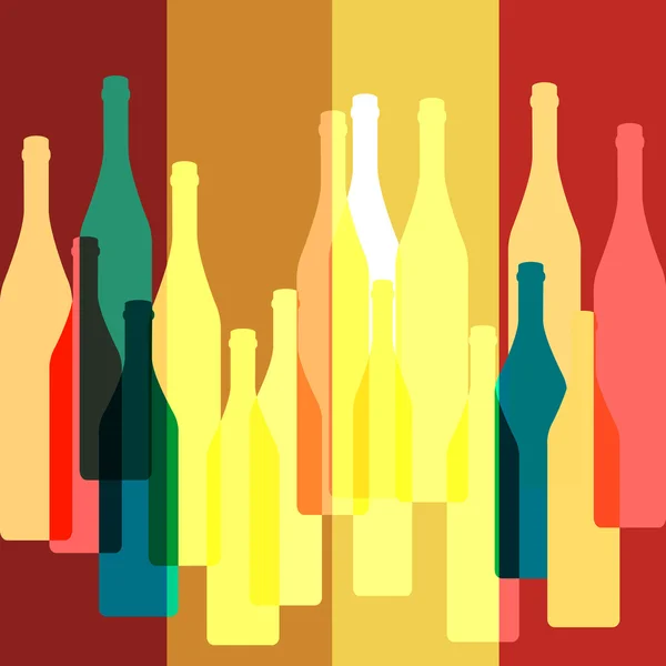 Bottles silhouette Vector background — Stock Vector