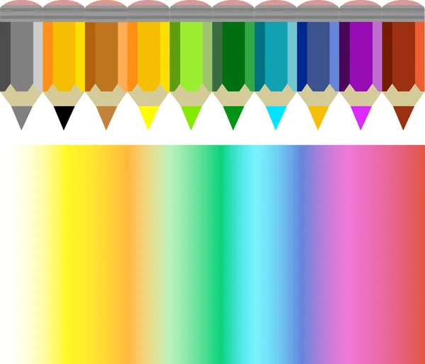 Pencil and coloured rainbow — Stock Vector