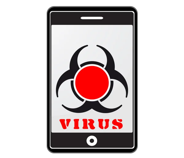 Téléphone portable avec virus — Image vectorielle