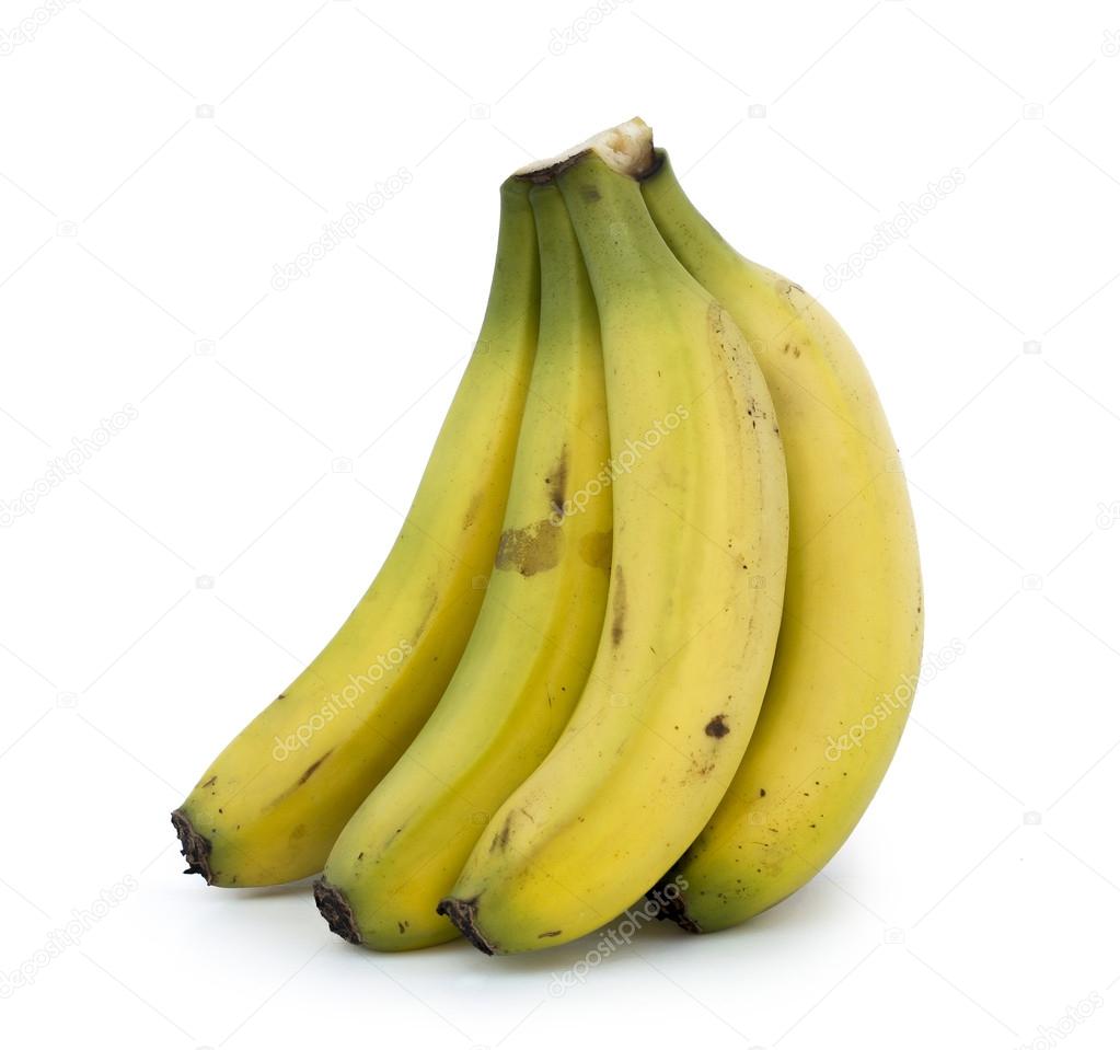 Canary bananas on white background 