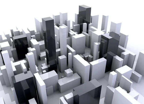 Simulation of a city with buildings — Stock Photo, Image