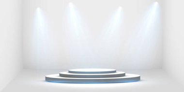 Vektör Spotlights. Sahne. Hafif Efektler. Parlak ışık efekti. Vektör illüstrasyonu.