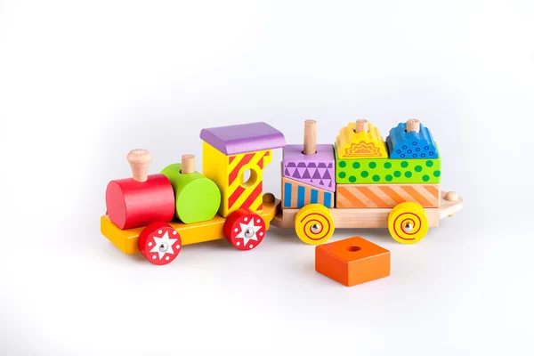 Colorful wooden toy train — Stock Photo, Image