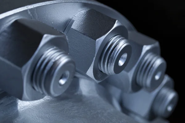 Joint of two flanges by bolts and nuts — Stock Photo, Image