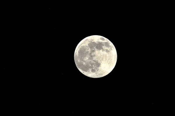 Vue Détaillée Planète Lune Dans Nuit — Photo