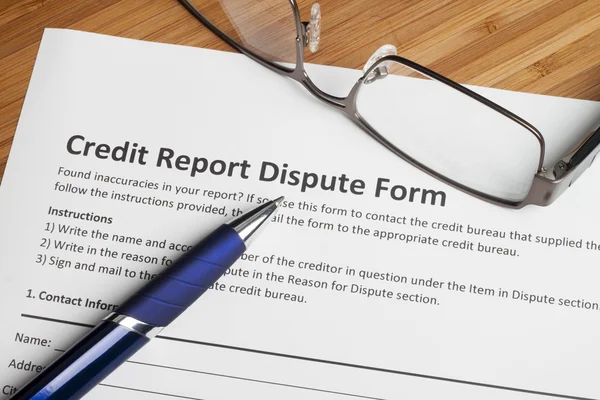Credit report dispute score — Stock Photo, Image