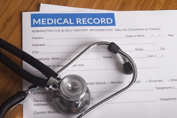 Medical insurance records and Stethoscope — Stock Photo, Image