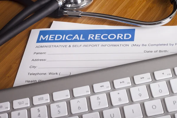 Medical insurance records and Stethoscope — Stock Photo, Image