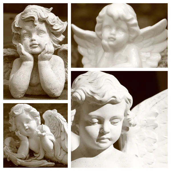 Angelic figurines in sepia color Royalty Free Stock Photos