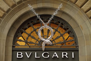 Bvlgari signboard decorated for Christmas clipart
