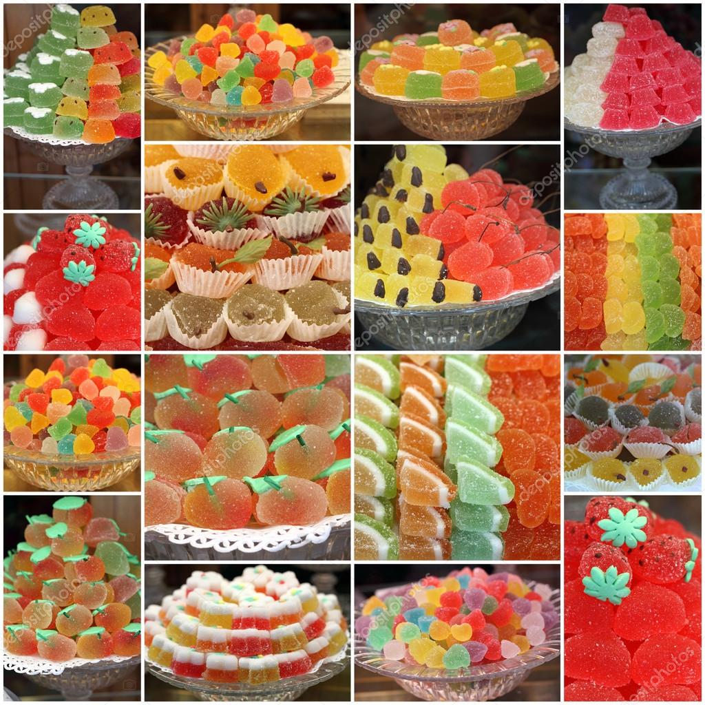 Gelatin sweets from italian pastry shop and bars Stock Photo by