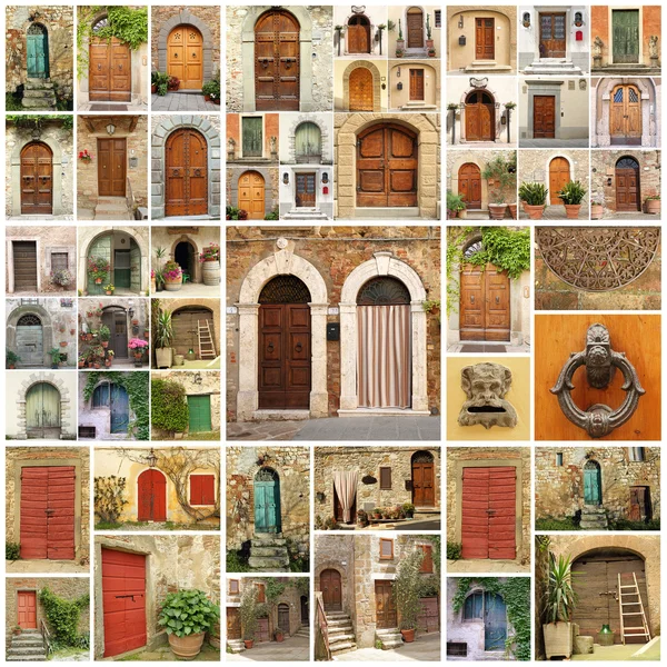 Collage av italienska dörrar — Stockfoto