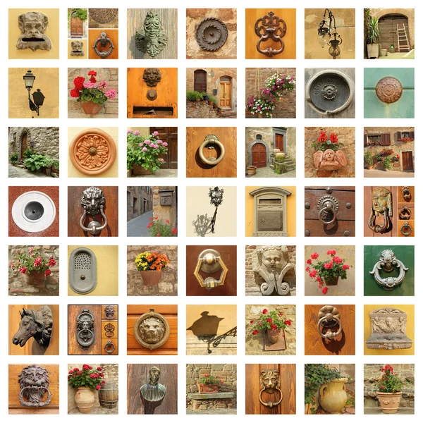 Retro front door details collage — Stock Photo, Image