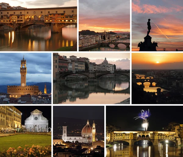 Firenze di notte collage — Foto Stock