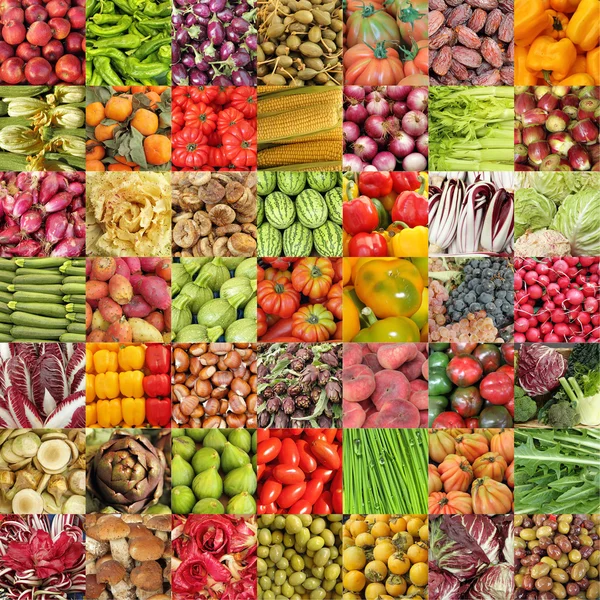 蔬菜和水果的拼贴 — 图库照片