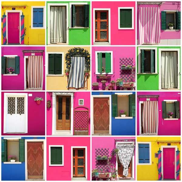 Épületek színes ajtók — Stock Fotó