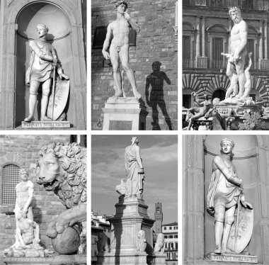 Famous sculptures on Piazza Signoria clipart