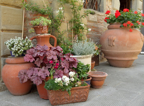 Various traditional clay planters
