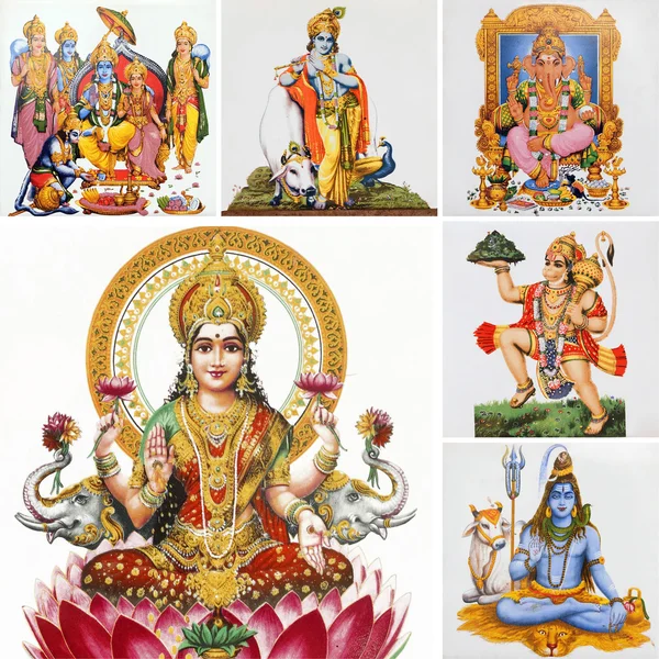 Hindu gods collage — Stock Photo, Image