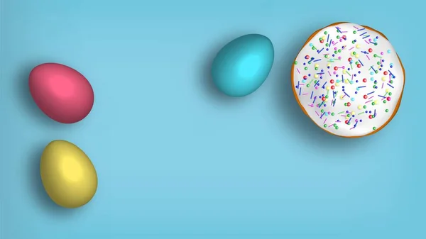 Tarjeta Vectorial Con Elementos Dibujados Mano Huevos Realistas Pastel Fondo — Vector de stock