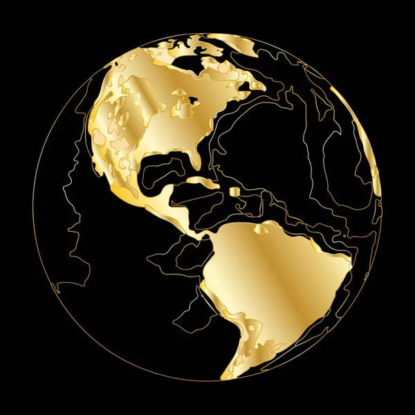 Creatieve Gouden Aarde Vector Illustratie Gouden Sjabloon Ontwerp Voor Media — Stockvector