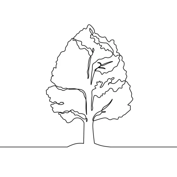 Безперервна Лінія Малюнку Дерева Білому Тлі Векторні Ілюстрації — стоковий вектор