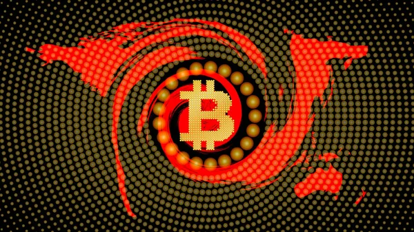 Soyut teknoloji bitcoin sembolü. Sanal para / Dijital para birimi. Vektör illüstrasyonu.