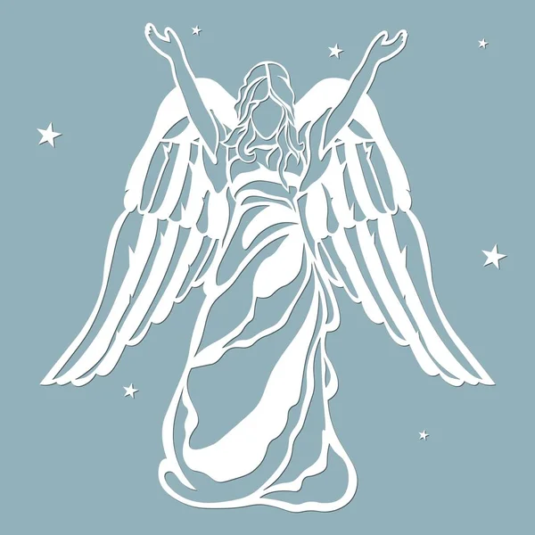 Икона Ангельский Узор Подняла Руки Шаблон Лазерной Резки Плоттера — стоковый вектор