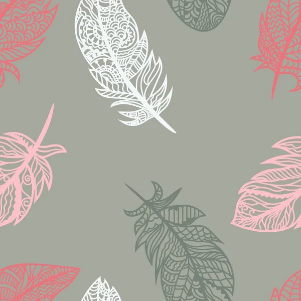 Gri arka planda parlak renkli tüyler. Kusursuz illüstrasyon için vektör