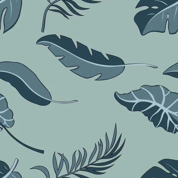 Tropische Palmblätter Dschungelblätter Nahtlose Vektor Floralen Muster Hintergrund — Stockvektor