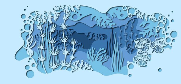 template for making a lamp or postcard. vector image for laser cutting and plotter printing. fauna with marine animals