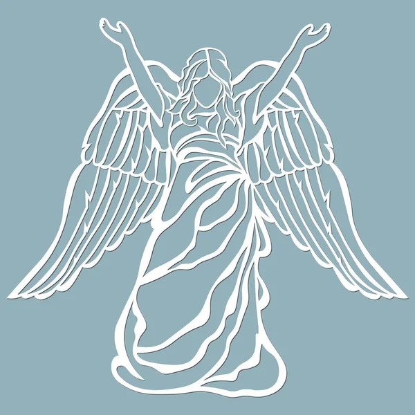 Ікона Візерунок Ангела Підняла Руки Шаблон Лазерного Різання Графіки — стоковий вектор