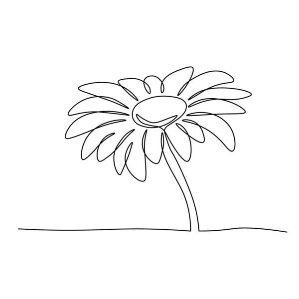 Manzanilla Una Línea Dibujo Flor Línea Continua Ilustración Dibujada Mano — Vector de stock