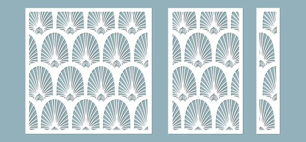 Set Panel Untuk Pendaftaran Permukaan Dekoratif Bulu Abstrak Daun Panel - Stok Vektor