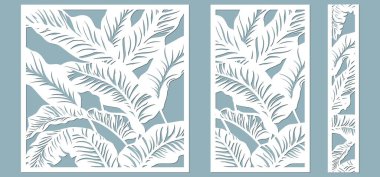 Kesim için şablonu ayarla. Avuç içi yaprakları. Lazer kesiği. Vektör illüstrasyonu..