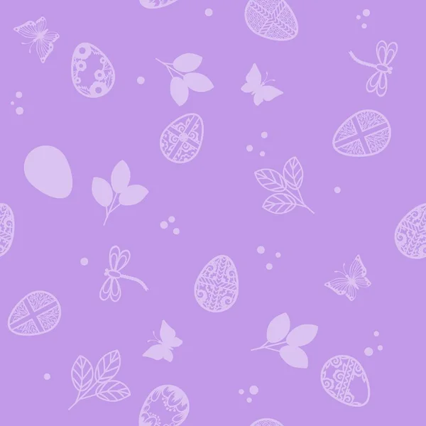 Fondo Sin Fisuras Para Las Vacaciones Pascua Mariposas Huevos Libélulas — Vector de stock