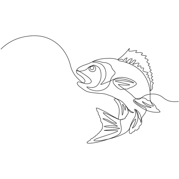 Tünek Bir Sıra Balık Tasarımı Silueti Logo Tasarımı Çizimi Minimalizm — Stok Vektör