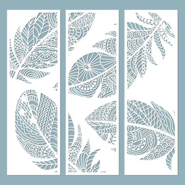 Tüylü desen iskelet. Dikdörtgen, bir tüy deseni gibi kare. Lazer şablonu, çizici kesimi